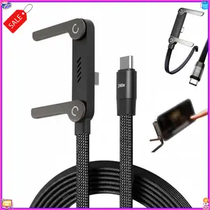 2026 New Type‑C 240W Super Fast Charging Cable with Invisible Stand – 2‑in‑1 Cord Phone Holder for Gaming Office Car Travel, TikTokShopBlackFriday Christmas 2026 Upgrade 240W Super Fast Charger Cable with Invisible Hold