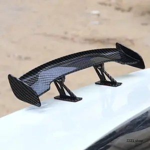 Universal Mini Carbon Fiber Look Car Spoiler Wing, Punch-Free Auto Tail Decoration, Racing Style Car Accessories, Aesthetic Vehicle Gadget for Birthday Gifting