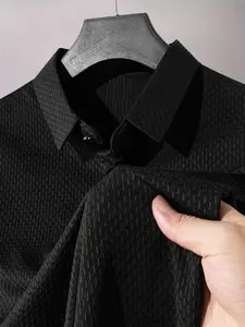 Men's Regular Fit Fitted Jacquard Polo Shirt, Casual Classic Short Sleeve Collared Top for Summer, Fashion Men's Clothes for Daily Wear, Gamis