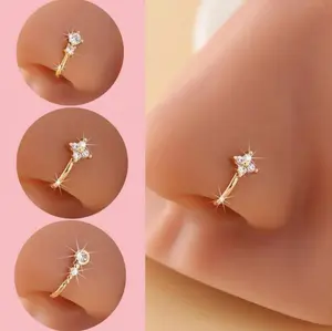 3pcs Rhinestone Clip-On Nose Rings, No Piercing Needed, Adjustable Fake Nose Jewelry, Sparkly Nose Cuffs for Women, Fashion Accessories