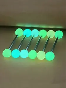 6pcs Glow in the Dark Acrylic Tongue Rings, Random Colors, Women's Daily Wear, Festival Gifts, Unique Body Jewelry