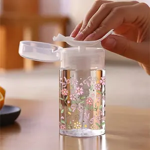 Portable Travel Push-Pull Dispenser Bottle, Makeup Remover Tool - Leakproof, Clear PET, Refillable, Dome Design, Reusable, Suitable for Makeup Remover, Toner, Nail Polish Remover, Perfect for On-the-Go Skincare
