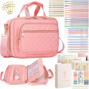 -in-  Cover Case for Women, Quilted  Study Journaling Kit with Church Notebook, Highlighters, Tabs &  Accessories for Inspiring Christian