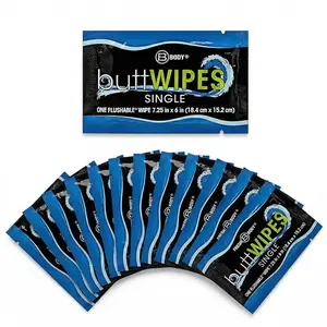 buttWIPES Flushable Wipes for Adults 15 Count, Individually Wrapped Travel Flushable  Wipes - Extra-Large -the-Go Singles Wet Wipes, -Free with Aloe and Vitamin E, No Added