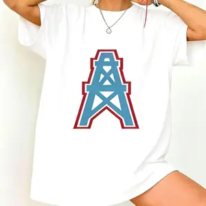 Heavy Houston Oilers Cotton T Shirt with Print Casual Streetwear Graphic Design