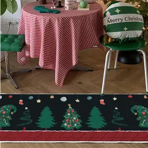 1 piece of soft comfortable long rug, Christmas rug, Christmas decorative floor mat, runner rug，non-slip area rug, Christmas home decoration, Christmas gift, machine washable, suitable for bedroom bedside living room area lounge cloakroom