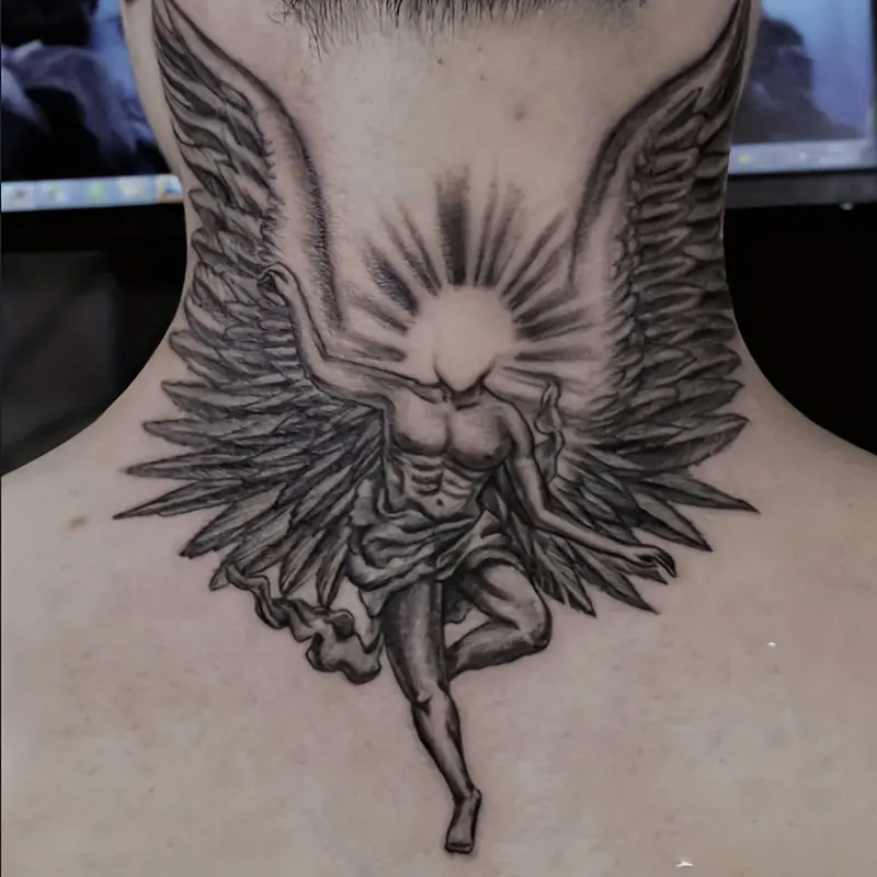 6 Large Herbal Tattoo Stickers, Containing 1 One Angel Elements and 5 Random Styles, Lasting for 7-15 Days, Waterproof and Anti-Friction, Realistic Effect, Suitable for People Who Don't Want Tattoo Pain