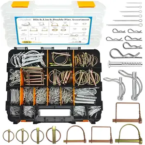 383 count Heavy Duty Pin Assortment Kit, Hitch Pins R Clip PIns/Hair Pins/Lynch Pins /PTO Pins/Clevis Pins/Cotter Pins for    Mowers 3 Point Accessories, Farm,Lawn and Garden