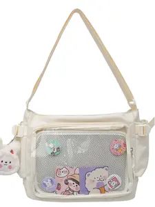 Sweet Cool Transparent Pain Bag, Large Capacity Crossbody Backpack, Girl Student Commuter Shoulder Bag, Anime Style Single-Shoulder Bag, Casual Commuter Bag