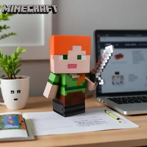 Officially Licensed Minecraft Alex Coin Bank, Creative Anti-Fall Design, Cute Pixel Jungle Temple Gift, Perfect for Halloween & Christmas
