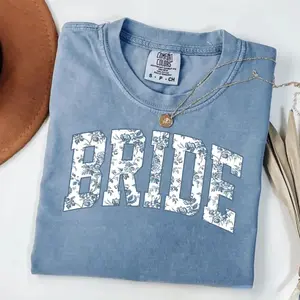 Bride Blue Toile Comfort Colors Shirt, Chinoiserie Bride T-Shirt, Wedding Gift for Her, Future Mrs Tee, Cotton Bridal Party Shirt - TrendWear USA