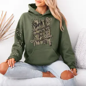 God Is Within Her  Gildan hooded Sweatshirt with Sleeve design hoodie unisex sizing womenswear comfortable soft Casual Pullover Tops Fabric Pocket Mint Green Green Spandex Cotton Fit