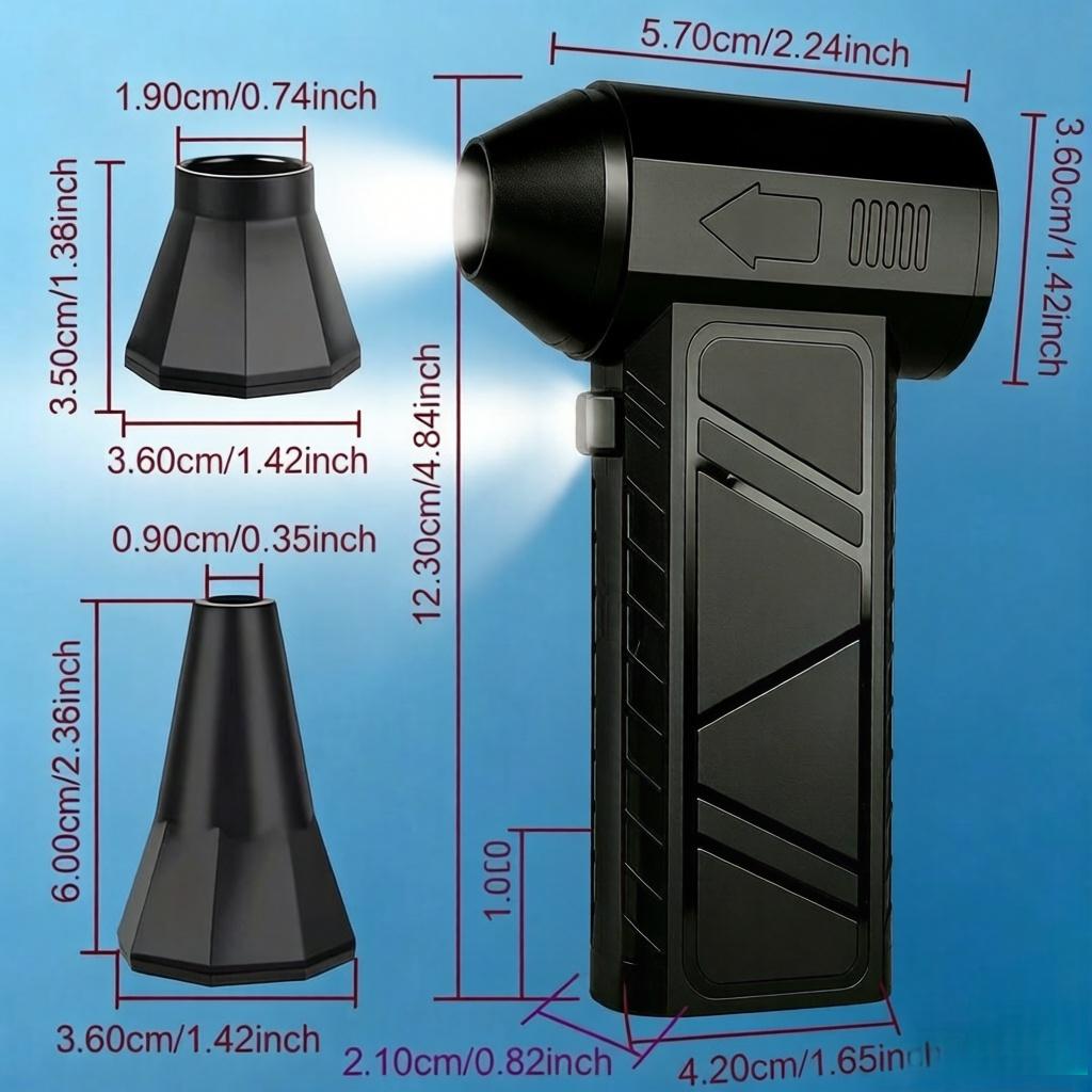 13000000RHP High Power Violent Fan, 4-Gear Adjustable Cordless Air Blower, 2-in-1 Suction & Blowing Mini Dust Blower, Rechargeable Portable Turbo Blower for Car Detailing Outdoor Yard Home Office Debris Clean