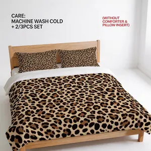 2/3-Piece Classic Leopard Print Duvet Cover Set, Wildlife Style HD Digital Print Bedding Set, Features Zipper Closure & Corner Ties, Soft, Breathable & Machine Washable, All-Season Use, Perfect for Bedroom & Guest Room(No Insert)
