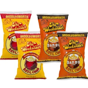 Middleswarth Potato Chips PA Snacks Kettle Cook 4 Packs - Hand Cooked Weekender & Bar-B-Q Flavored Snack Bags 9 oz each bag Crunchy