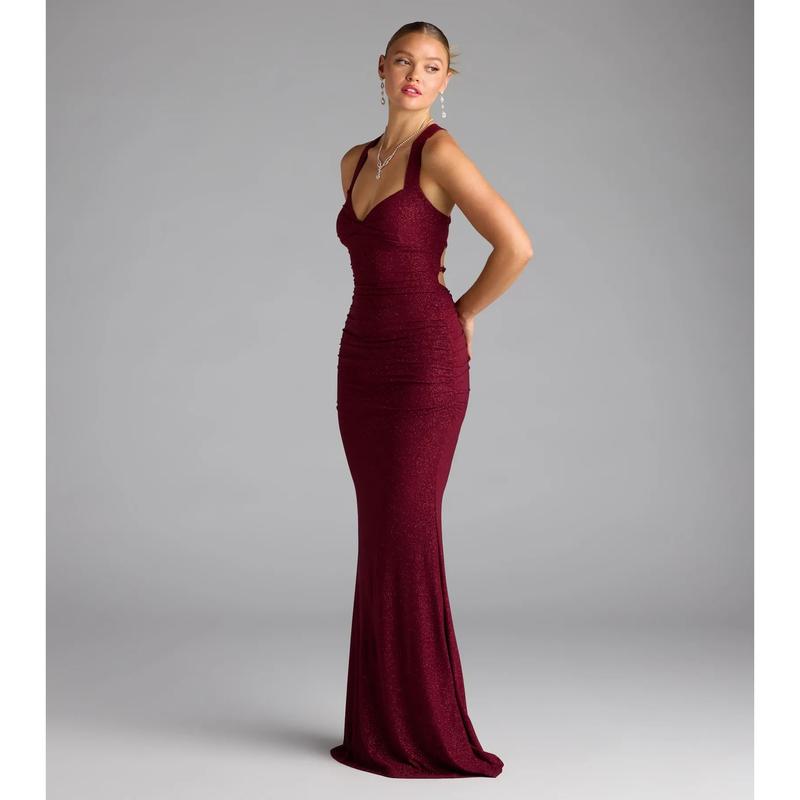 Tatiana Lace-Up Mermaid Glitter Formal Dress