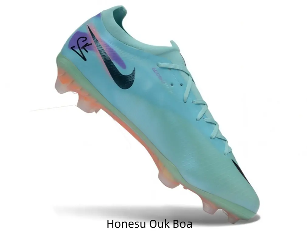 Gradient Mint Cyan Low Cut Firm Ground Cleats Iridescent Multicolor Stud Outsole Soccer Training Shoes