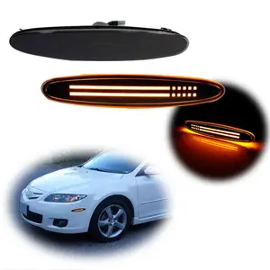 2PCS Smoke Lens Amber LED Front Side Marker Light Assemblies For Mazda 6 2003 2004 2005 2006 2007 2008 Replace OEM GK2A515E0A GK2A515F0A