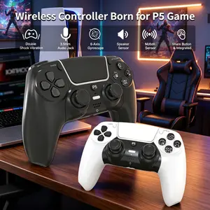 GAMINJA Wireless Controller for P5, Dual Vibration, Six-Axis Gyroscope, Adjustable Mute Switch, 3.5mm Headphone Jack, Game Controller