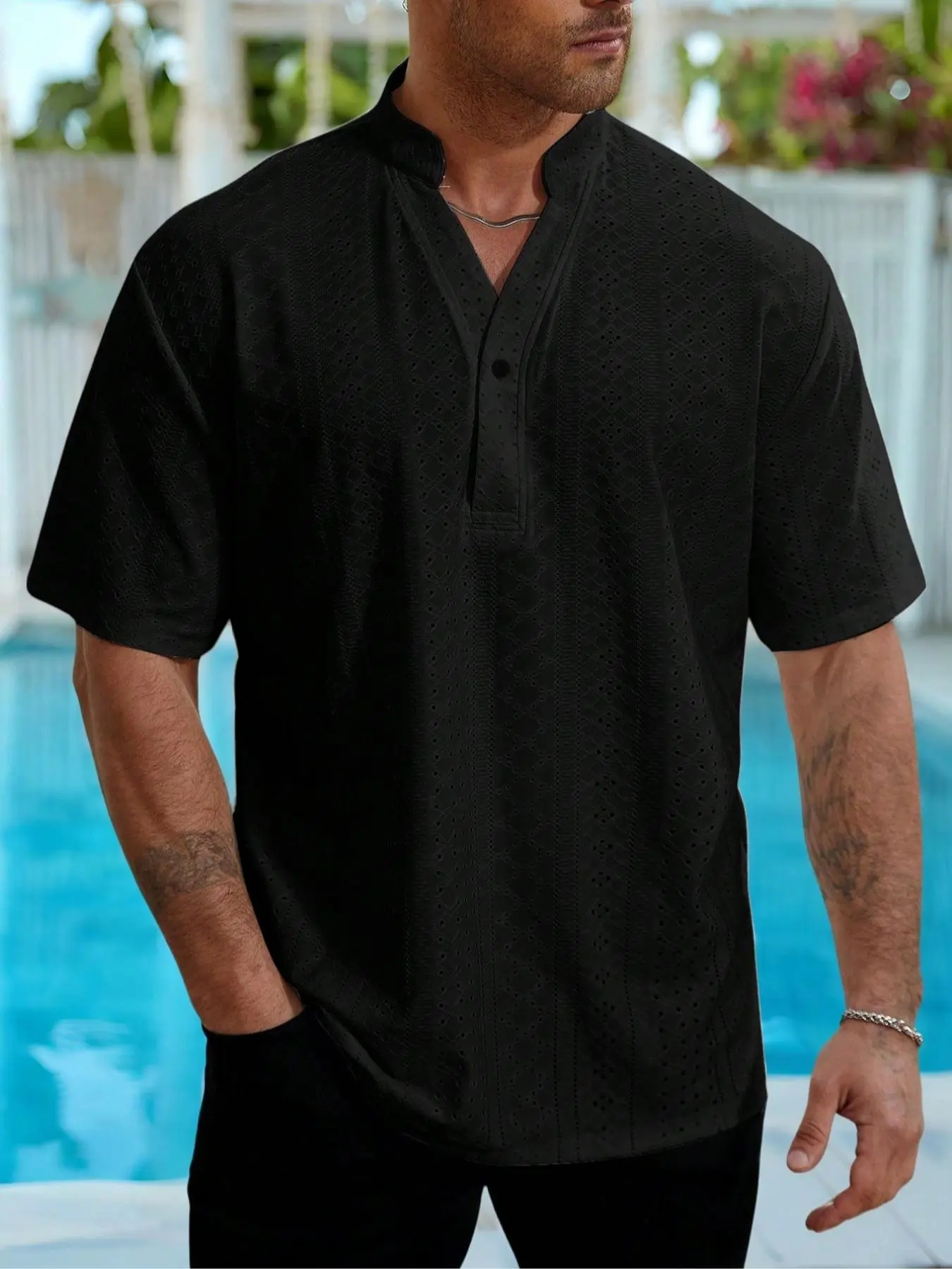 COOFANDY Men's Summer Tropical Guayabera Shirt, Lightweight Breathable Fabric for Vacation, Short Sleeve Casual Style for Outdoor Activities