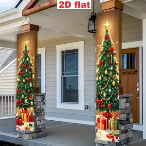 Christmas Porch Banner 2Pcs No Install Polyester Outdoor Holiday Decor Gift christmas hauls