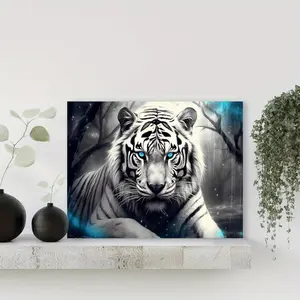 anime wall Wrapped Canvas Wooden Framed Black & White Tiger Stunning Bengal Canvas Art for Bedroom,Halloween Beach Parties halloween house decor wall art  paint photo ornament stylish home accessory Aesthetic Wall Hanging Decoration Artistic Print