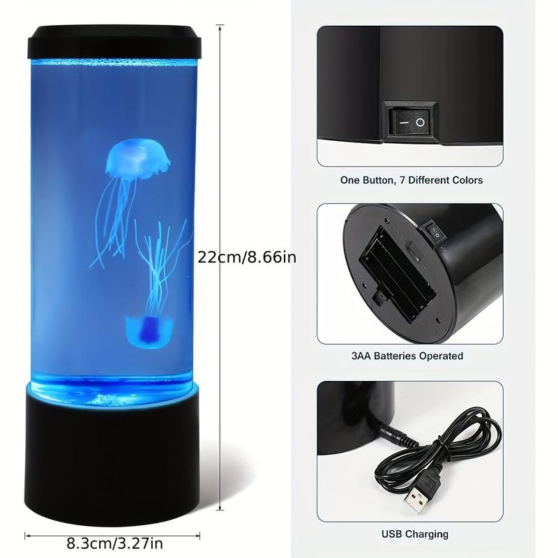 Yooma 1Pc Jellyfish Lamp USB Plug-in Colorful Color Changing ,Jellyfish Atmosphere Lamp Cross-border Night Light,Jellyfish Atmosphere Lamp Decor Colorful