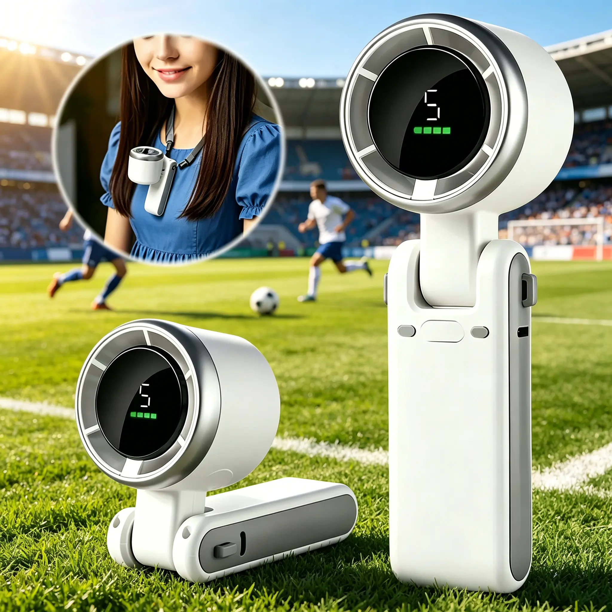 Light Carry Personal Turbo Handheld Fan, Fast Cooling Small Fan Ideal for Watching Football Matches, Trips Workplace Outdoor Sports