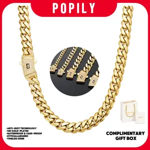 technology anti-rust new 14K Gold-Plated Cuban  new anti-rust technology Necklace Waterproof Fade-Proof Hypoallergenic 6-14mm Sizes Timeless Shine for Every Look Valentine's Day gift