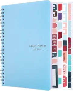 Undated Weekly Planner with Habit , 52 Weeks  Notebook A5 Weekly Goal Planner with Spiral Binding & Stickers  Work School Supplies for Women Girls 8.2" x 5.7" - Simple Style