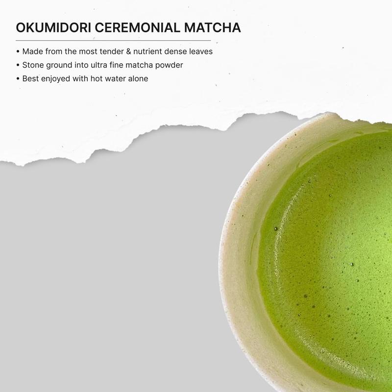 FKRO Okumidori Organic Ceremonial Matcha Powder - Single Cultivar, Air Flown Monthly from Japan, Creamy & Umami Traditional Green Tea, 30g Pouch