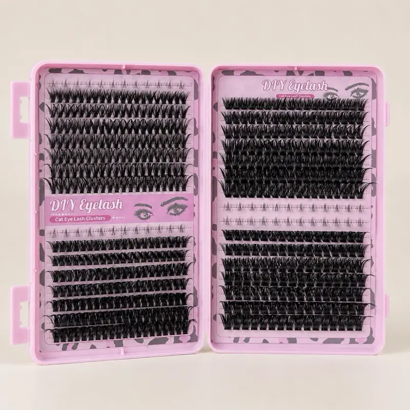 Lash Clusters Cross Eye Natural Lashes 2in1 Bond & Seal Tweezers Included Individual Eyelashes Lightweight