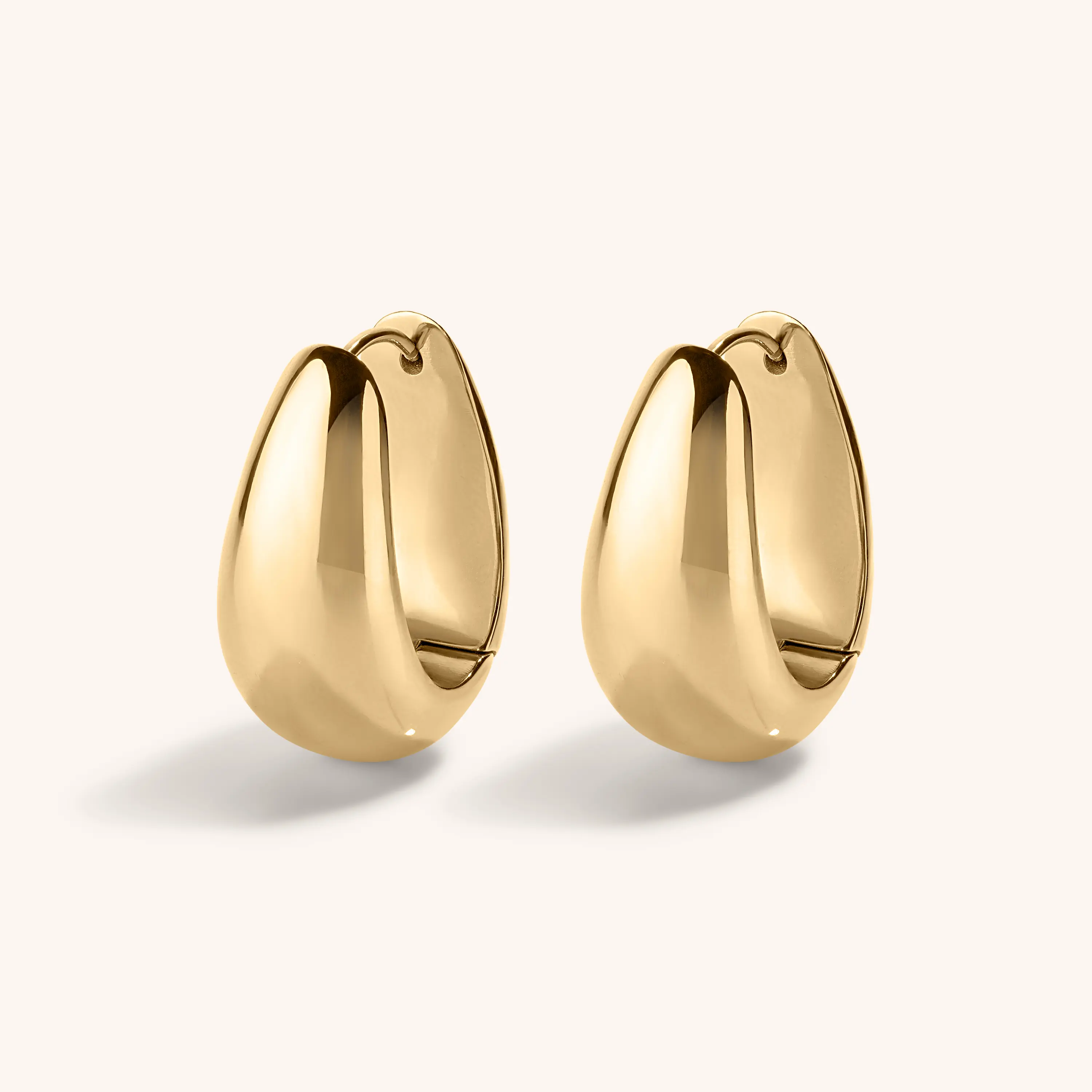 Dewdrop Minimalist Soft Sculpture Hoop Shape Earrings - Unisex Adults' 10.50g Gold Circular Jewelry with Titanium Base, 17mm Waterproof Dewdrop Pieces for First or Second Lobe
