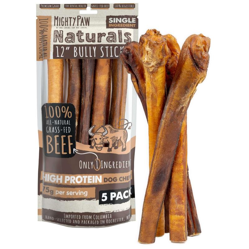 Mighty Paw Naturals Bully Sticks: All-Natural Dog Chews for Healthy Teeth and Gums