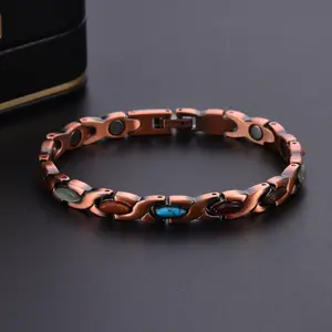 Copper Bracelets for Women, Ultra Strength Magnetic Bracelet with 3800 Gauss Magnets &Natural Turquoise&Stones,Adjustable,Outdoorfun Durability