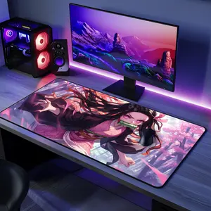 [New Anime Gear - Sale Up To 35%] Nezuko Demon Slayer Anime Desk Mat, Stylish Japanese Manga Extended Mouse Pad, Cute Gaming Desk Setup & Otaku Decor