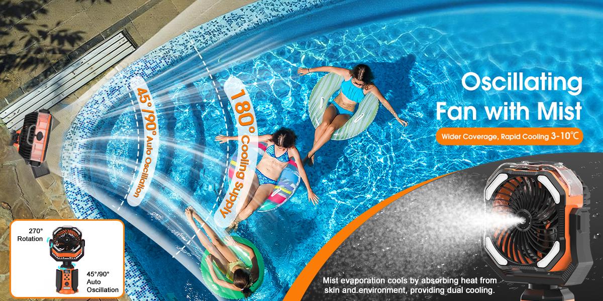 3-in-1 Misting Tripod Fan: 20000mAh Rechargeable Battery Operated Portable Fan with LED Light, Remote Control, 270° Rotation, Stepless Speed Adjustment – Cooling Mist Spray Fan for Outdoor Camping Tent Barbecue Picnic Jobsite Home Use 3-in-1 Misting Tripod Fan: 20000mAh Rechargeable Battery Operated Portable Fan with LED Light, Remote Control, 270° Rotation, Stepless Speed Adjustment – Cooling Mist Spray Fan for Outdoor Camping Tent Barbecue Picnic Jobsite Home Use