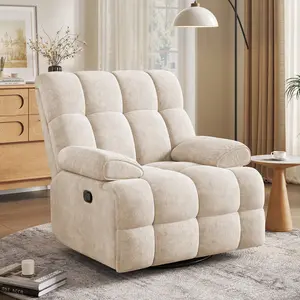 Copiae 38.19" Wide Chenille Modern Upholstered Manual Swivel Recliner, Standard Recliner, Widened Width, 360° Swivel and Tuxedo Armrests