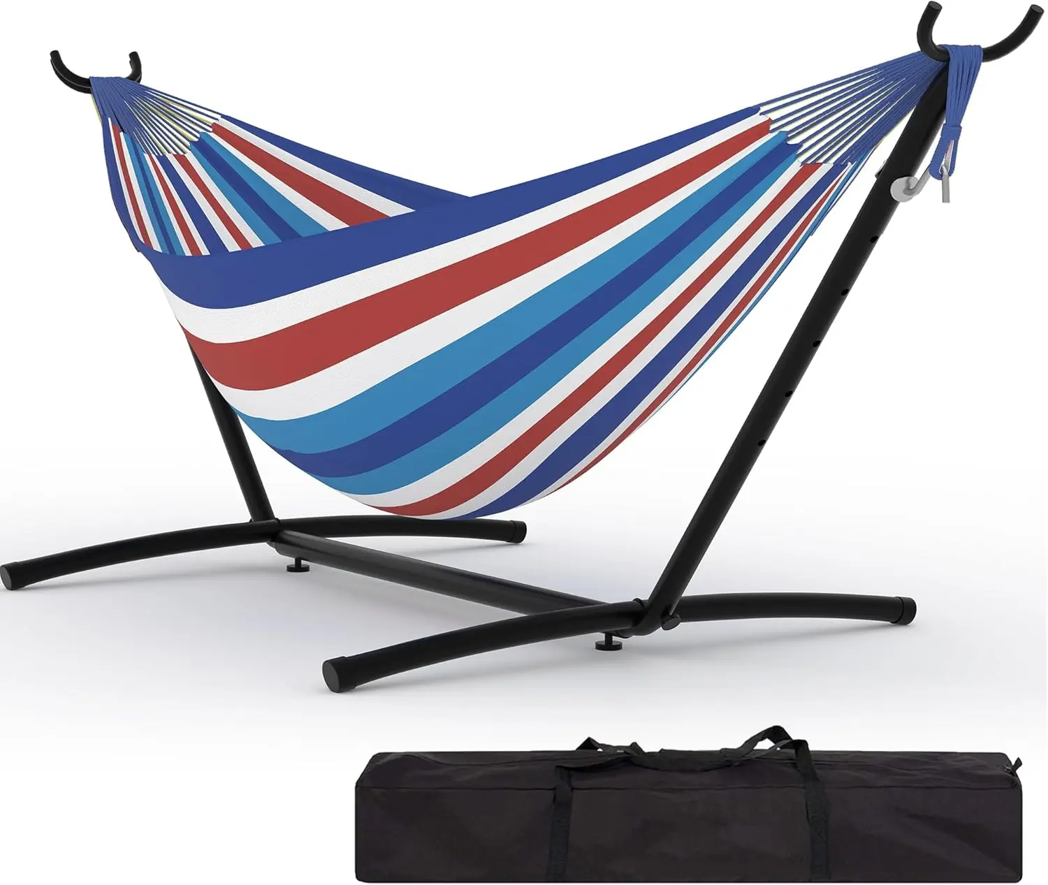 2-Person Double Hammock with Heavy-Duty Steel Stand, Portable Space-Saving Indoor-Outdoor Patio Furniture with Carrying Bag, 450 lbs Capacity, Hammock Hammocks