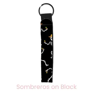 abbyrose Dancing Skeletons Wristlet Key Chain White