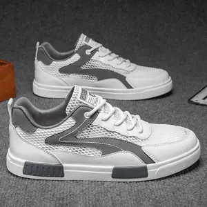 (New)Men'S Summer Breathable Thin Mesh Hollow Mesh Sports Casual Lightweight Large Size White Sneakers| Fabric Upper, PVC Sole, Inner, Lace Closure, Low Top Style