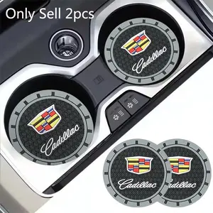 2Pcs PVC Car Coasters Water Cup Slots Non-Slip Mat Water Cup Pad for Cadillac ATS BLS CT4 CT6 CTS ESCALADE STS XLR XT4 XT5 XTS SLS Auto Interior Accessories
