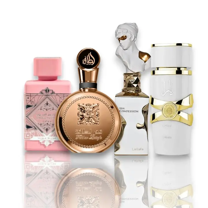 Oudlash Bundle | Lattafa | Yara Moi + Her Confession + Fakhar Extrait + Noble Blush | Women's Fragrance | 100 ML 3.4 OZ | Eau De Parfum | Woody - Sweet & Amber