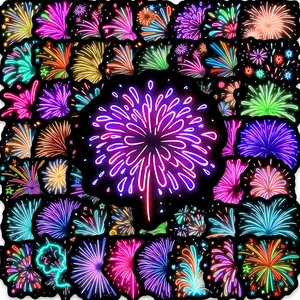 50pcs Colorful Neon Fireworks Stickers, Car Decorative Sticker, Decorative Decal, Suitable for Scrapbooks, Diaries, Laptops, Water Bottles, Cars, Etc. A Gift with A Positive Message and Based on Faith.