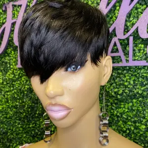 ELLE Re-Styled Quick Weave "Topper" Pixie Mohawk 8x10 Black #1 100% Human Hair Yak, Blends in with your hair for a more natural look. Made with Adhesive Bonding Glue & Clips for a Secure Fit, Easy to Install and Remove