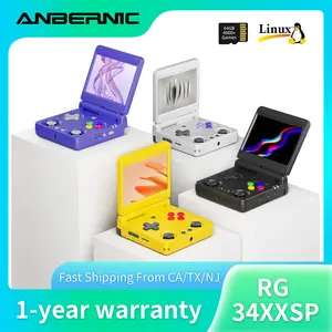 ANBERNIC RG34XXSP Retro Handheld Game Console 3.4" IPS Screen Flip Design  Linux System, Battery 3300mAh H700 Chip WiFi & HDMI Output, 64G TF Card With 4000+ Games, Back School Gifts
