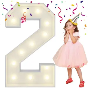 4FT Light Up Numbers Letters, Mosaic Numbers for Balloons, Giant Mosaic Balloon Number 2 for 12th 20th 21st Birthday Decorations, Anniversary Party Decor, 2 Year Old Party Decorations