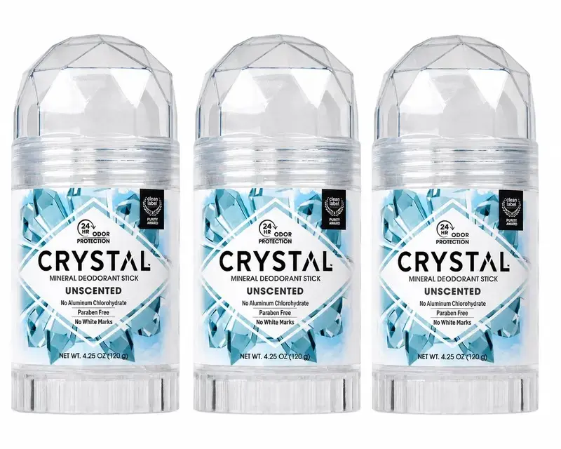 3 Pack CRYSTAL Mineral Deodorant Stick, Unscented, 4.25 oz
