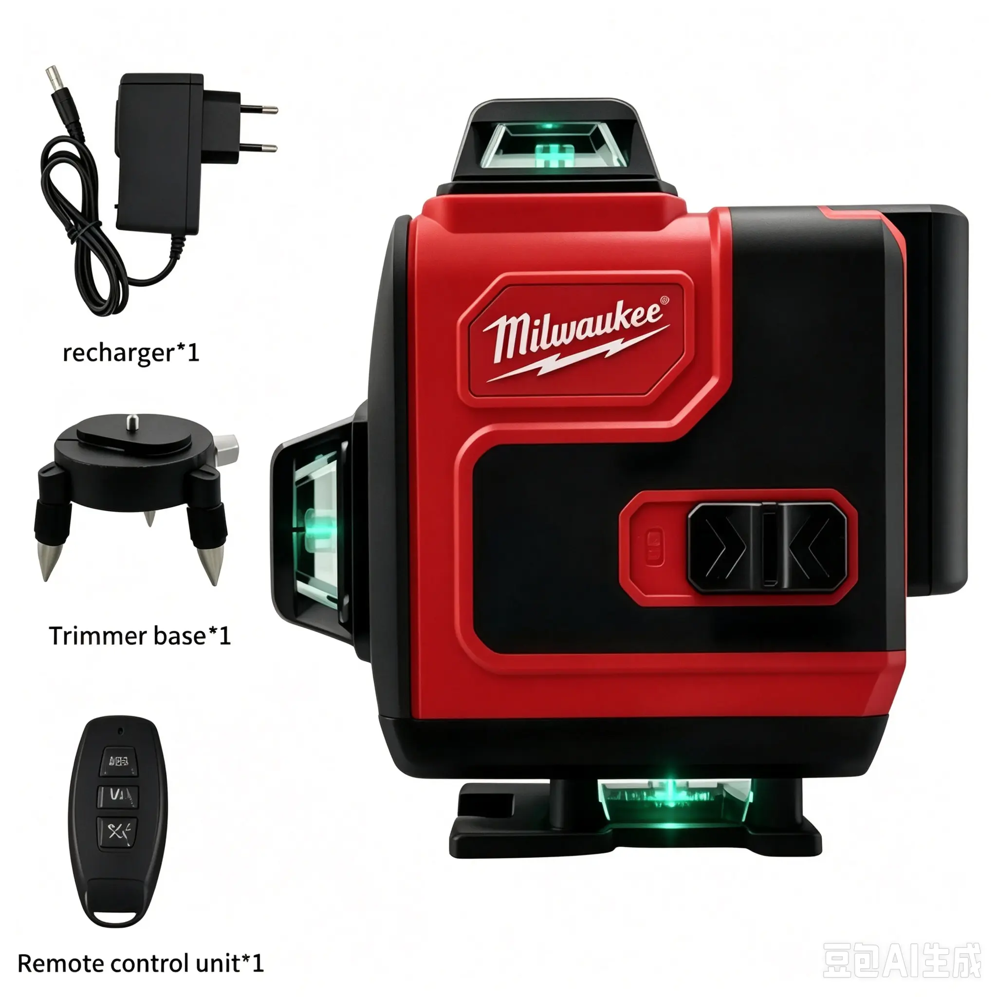 Milwaukee 4D 16 Lines Green Laser Level, 4×360° Cross Line Laser, Self Leveling Laser with Remote & Rotating Base, ±2mm/10m Accuracy IP54 Waterproof for Tile Ceiling Construction