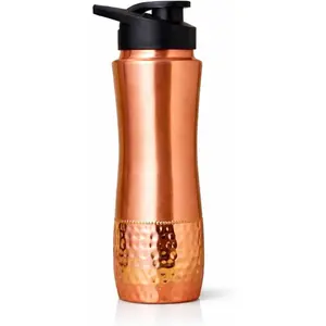 Copper Water Bottle with Sipper Lid – 30.4 Oz (900 mL) 100% Pure Solid Copper Bottle for Drinking Water – Unlined Ayurvedic Tamra Jal Bottle for Daily Hydration, Immunity & Wellness